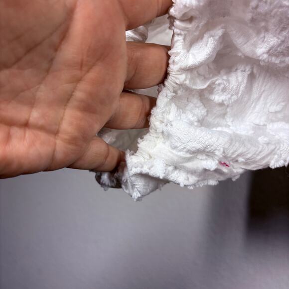 Free People Medium Callie Top White Cropped Cut Out Tie Back Puff Sleeves - Picture 6 of 12